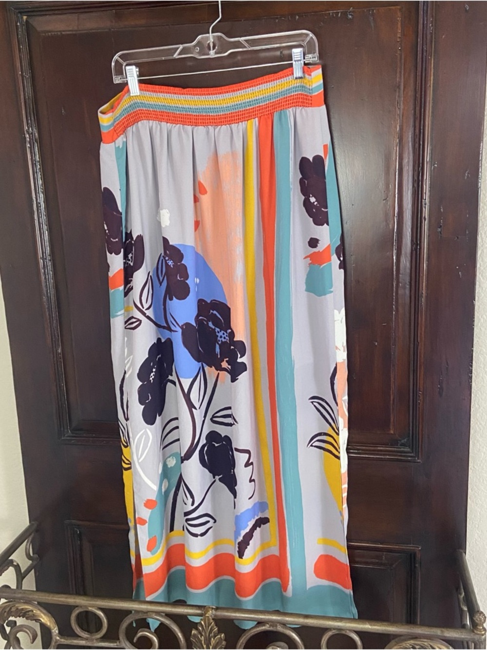 Anthropologie Multicolor Floral & Stripe Maxi Skirt